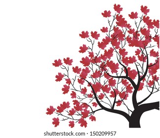 vector set - decorative tree and red leaves
