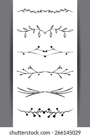 Vector set of decorative vintage branches. Can be used as spacers, dividers, frames or other decorative elements.