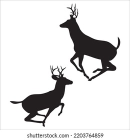 Vector Set Of Deer Silhouettes Illustration Isolated On White Background