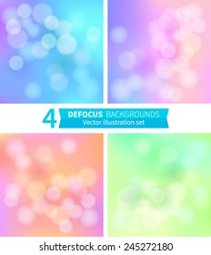 Vector set of defocused backgrounds. Colorful texture for your design