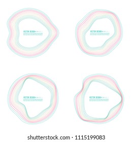 Vector set of deformed colorful circle banners. The text box with a distorted outline.