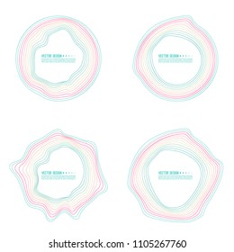 Vector set of deformed colorful round banners. The text box with a distorted contour.