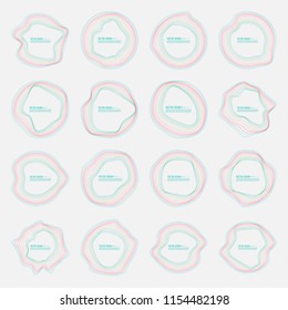 Vector set of deformed colorful round banners. The text box with a distorted contour.