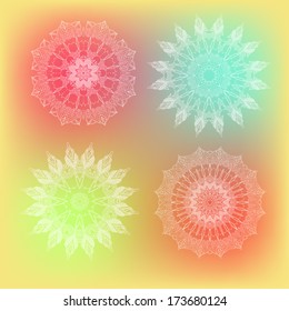 vector set of delicate floral mandala 