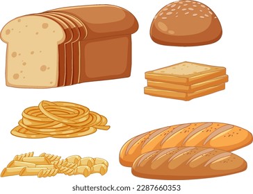 Vector Set of Delicious Breads illustration