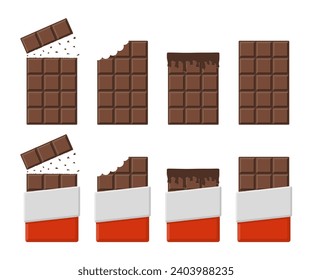 conjunto vectorial de barras de chocolate deliciosas