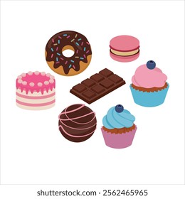 Vector Set of Delicious Dessert Foods