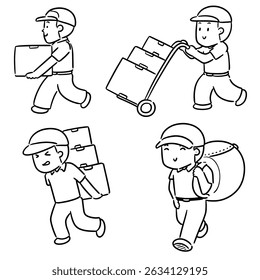 vector set of delivery man