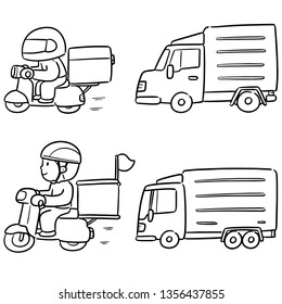 vector set of delivery person and logistic