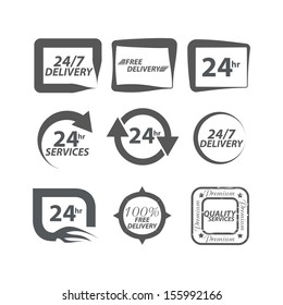 Vector set of Delivery signs, badges, labels, buttons or icons.