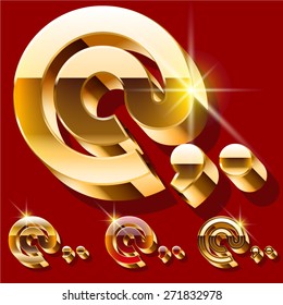 Vector set of deluxe sparkling  gold font. Optional red and gold style. Symbols