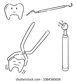 vector set of dental equipment
