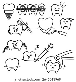 vector set of dental procedures