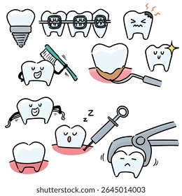 vector set of dental procedures