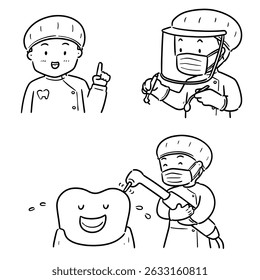 conjunto vetorial de desenho animado de dentista