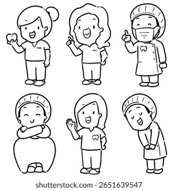 vector set of dentist cartoon