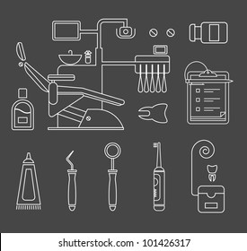 Vector set of dentist icons and teeth care