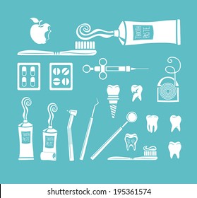 Vector set of dentist icons and teeth care