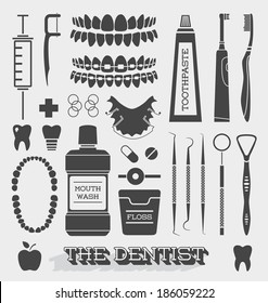 Vector Set: Dentist and Tooth Care Icons