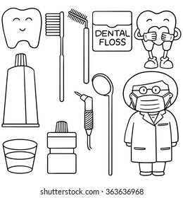 vector set of dentist and tooth care set