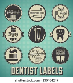 Vector Set: Dentist and Tooth Labels and Icons