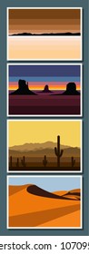 Vector Set of Deserts and Prairies Minimalism Posters