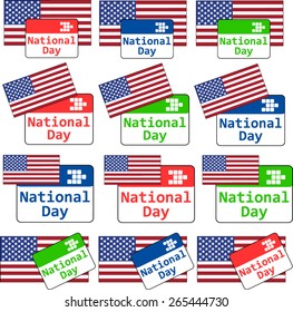 vector set design all-purpose usa national day emblem with calendar and flag of america