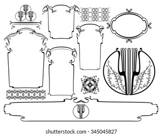 Vector set for design of Art Nouveau. 