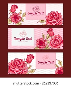 Vector Set Design Cards with Roses