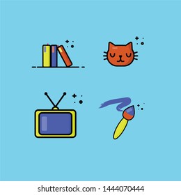 Vector set design colorful icons and emblems. Icons for stories