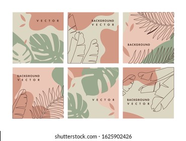 Vector set design colorful jungle templates backgrounds - social media story wallpapers. Can be used like banners, posters, cover design templates
