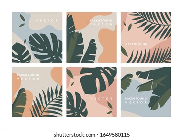 Vector set design colorful jungle templates backgrounds - social media story wallpapers. Can be used like banners, posters, cover design templates