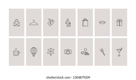 Vector set design colorful templates icons and emblems - social media story highlight. Different blogger icons in trendy linear style isolated on white background