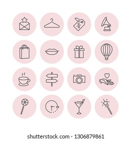 Vector set design colorful templates icons and emblems - social media story highlight. Different blogger icons in trendy linear style isolated on white background