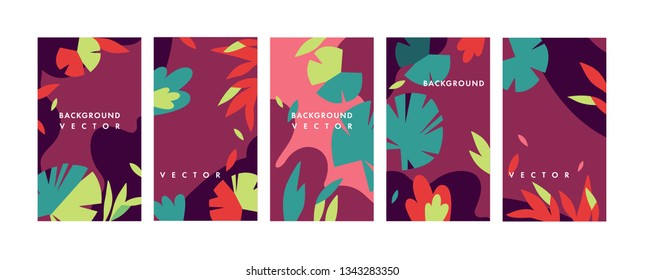 Fondo de Plantillas de colores de diseño de conjunto de Vector - Fondos de pantalla de historia de redes sociales. Se puede utilizar como Anuncios, carteles, Plantillas de diseño de portada
