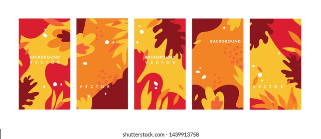 Vector set design colorful templates backgrounds - social media story wallpapers. Autumn sale, social media promotional content with falls elements