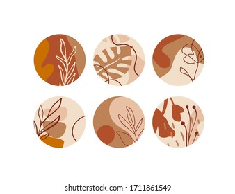 Vector set design colorful templates icons and emblems - social media story highlight. Different blogger icons in trendy linear style isolated on white background.