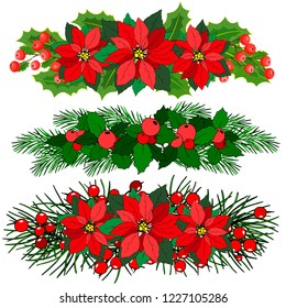 Vector set of  design elements. Christmas decorations isolated on white background