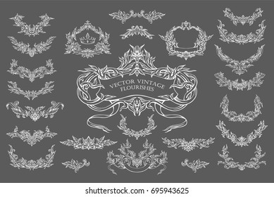 vector set of design elements, frames and page decoration in Victorian style. Vector vintage illustration. Calligraphic design