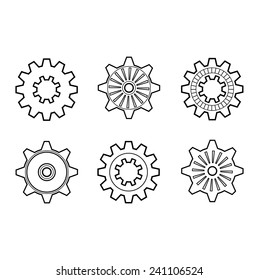 Vector Set of Design Elements, Gears. Monochrome Object Isolated On White Background
