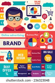 Vector set of design elements and icons for web design
