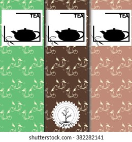 Vector set of design elements and icons in trendy linear style for  package - Chinese tea.