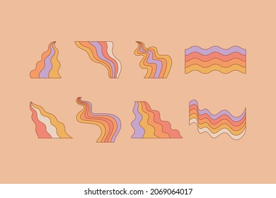 Vector set of design elements and illustrations in simple linear style - boho logo design elements and frames