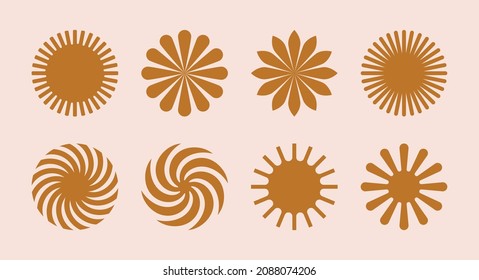 Vector set of design elements and illustrations in simple flat style - abstract forms and shapes with copy space for text - logo design templates, badges and stickers for posters, prints, banners
