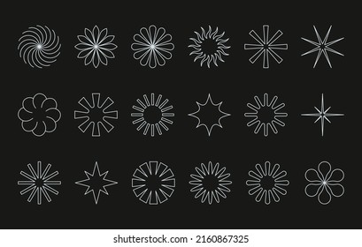 Vector set of design elements and illustrations in simple linear style - boho arch logo design elements and frames for social media stories and posts