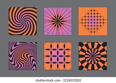 Vector set of design elements and illustrations in simple minimalist linear style - square abstract forms and shapes - logo design templates, badges and stickers for posters, prints, banners