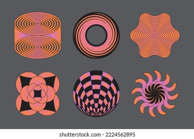 Vector set of design elements and illustrations in simple minimalist linear style - square abstract forms and shapes - logo design templates, badges and stickers for posters, prints, banners