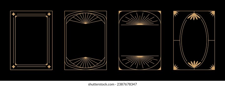 Vector set of design elements and illustrations in simple linear style - boho arch logo design elements and frames for social media stories and posts
