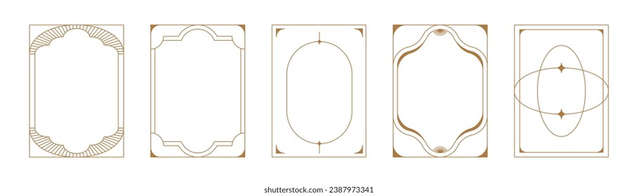 Vector set of design elements and illustrations in simple linear style - boho arch logo design elements and frames for social media stories and posts