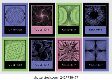 Vector set of design elements and illustrations in simple minimalist linear style - abstract forms and shapes, wall art prints, minimalistic geometric posters 

